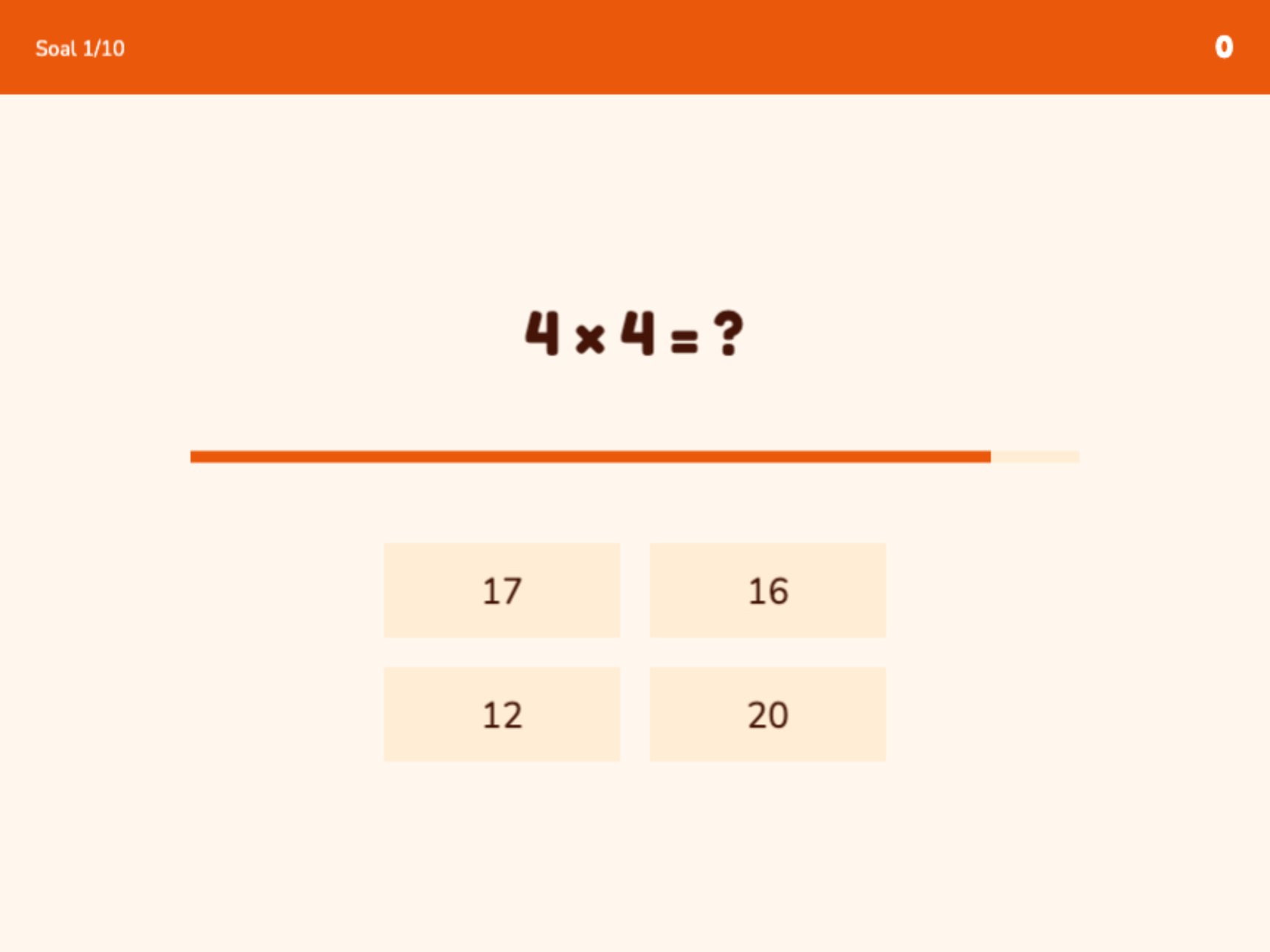 Math quiz question with answer choices